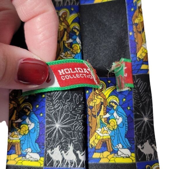 Baby Jesus Manger Nativity Scene Men Neck Tie 58" Necktie Religious Noel Holiday - Picture 9 of 11